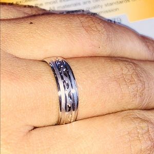 White gold vermeil wedding band for men, beautiful laser cut band, anniversary